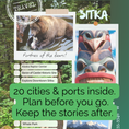 Load image into Gallery viewer, A travel page for Sitka with 20 cities and ports inside on the text. Cities. Anchorage, Palmer, Wasilla, Seward, Homer, Soldotna, Cooper Landing, Kasilof, Kenai, Denalim Fairbanks, Skagway, Haines, Juneau, Icy Strait Point (Hoonah), Sitka, Ketchikan, Valdez, Whittier, Kodiak Island