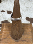 Load image into Gallery viewer, back of Vintage Kabana Amethyst Dome Ring on brown stand with cowhide background