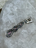 Bild in Galerie-Betrachter laden, Back of Pink Sapphire and Sterling Silver Pendant on white rock