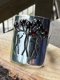 Load image into Gallery viewer, Garnet Adam and Eve Ring on wood block