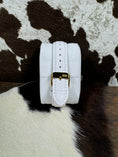 Load image into Gallery viewer, Back of Eon 1962 White Carved Jade Ladies Watch on cowhide background