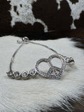 Load image into Gallery viewer, Silver Toned Peace and Love, Crystal Bracelet