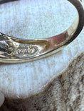 Load image into Gallery viewer, inside of Goregous Genuine Diamond Swirl Ring showing 10K and M stamp on moose antler