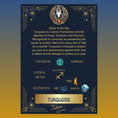Load image into Gallery viewer, Turquoise information card with chakras zodiac and elements on a blue card with a horse