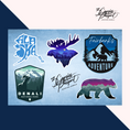 Bild in Galerie-Betrachter laden, Sticker sheet with Alaska, moose, denali, bear and fairbanks stickers
