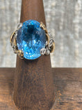 Load image into Gallery viewer, Sterling Silver and 18K Gold, this blue topaz ring by Barbara Bixby is stunning. Vintage
