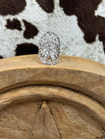 Load image into Gallery viewer, Sterling Silver Ring on wood block with cowhide background
